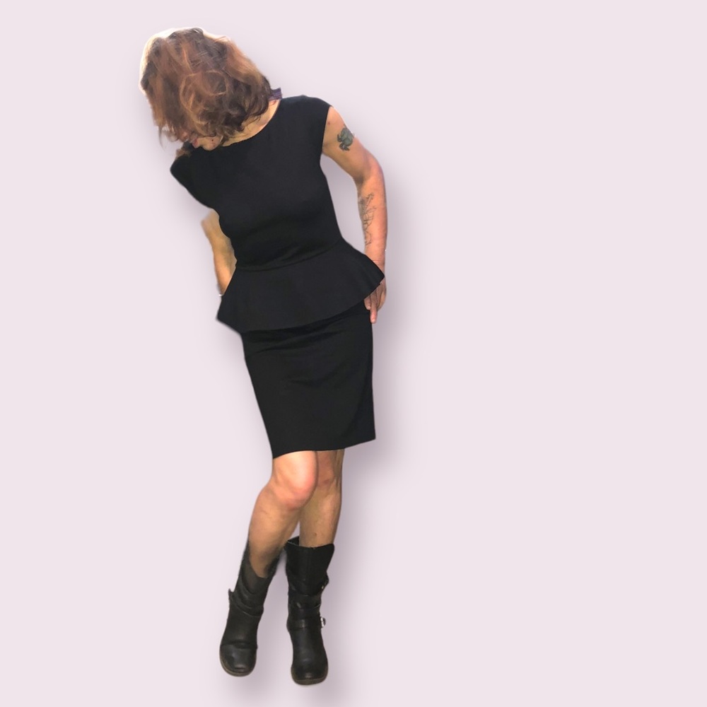 Alice+Olivia Black Bodycon Peplum Dress  size 4